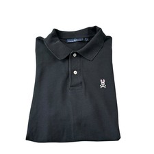 Psycho Bunny Black Bunny Logo Cotton Men s S/S Polo Shirt Size 6 Excellent