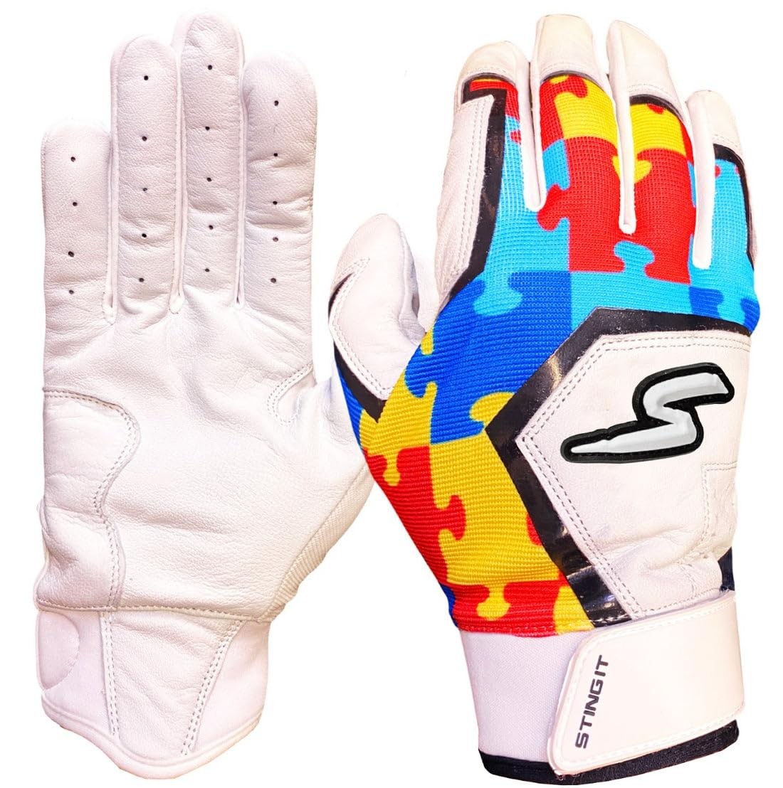 Sting Squad Guanti Da Battuta Per Baseball E Softball - Morbida Pelle Di Pecora, Taglia Media, Retro In Rete Traspirante, USA
