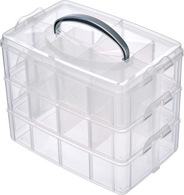 Rayher 39320000 Sortierbox Basteln Aufbewahrung Griff 3 Etagen 17 Fächer 23 cm