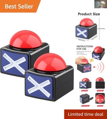 Interactive Game Buzzers - Red LED Sound Buttons for Trivia and Talent Shows