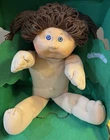1984 Cabbage Patch Kid, Brown Poodle Pigtails Blue / Violet Eyes, HM4, P Factory