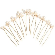 U Shaped Pearl Wedding Hair Pins for Bridal Women, Set of 9  Gold