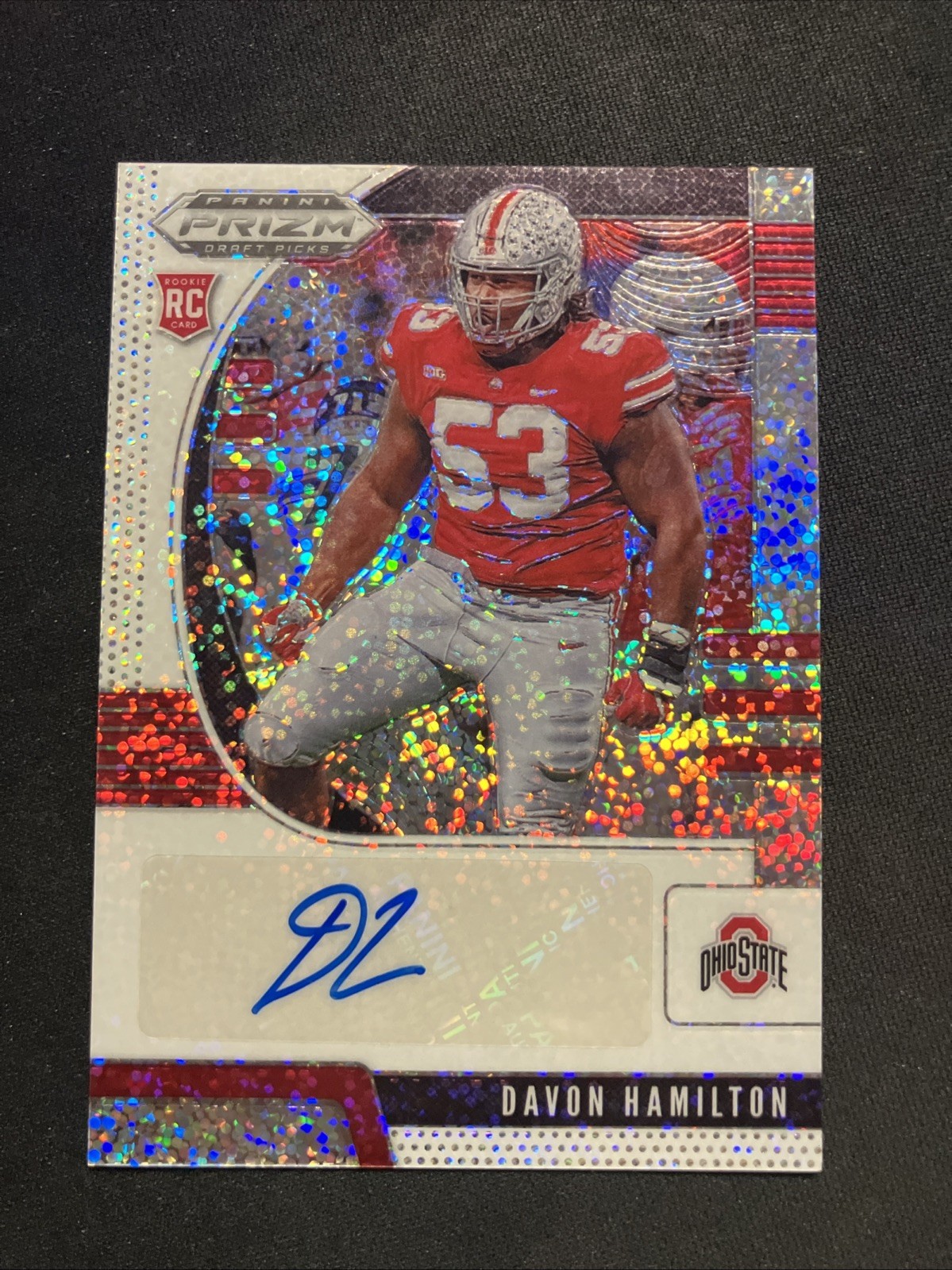 DaVon Hamilton Panini Prizm Draft Picks #189 Autograph-White Sparkle