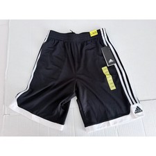 Adidas Boys Mesh Athletic Basketball Shorts Black White L 14/16 NWT