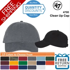 🔥 47 Brand Clean Up Cap Hat six-panel, low-profile garment-washed twill 4700