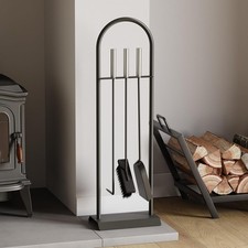 Complete 4-Piece Fireside Companion Kit - Black & Chrome for Aesthetic Fire Care