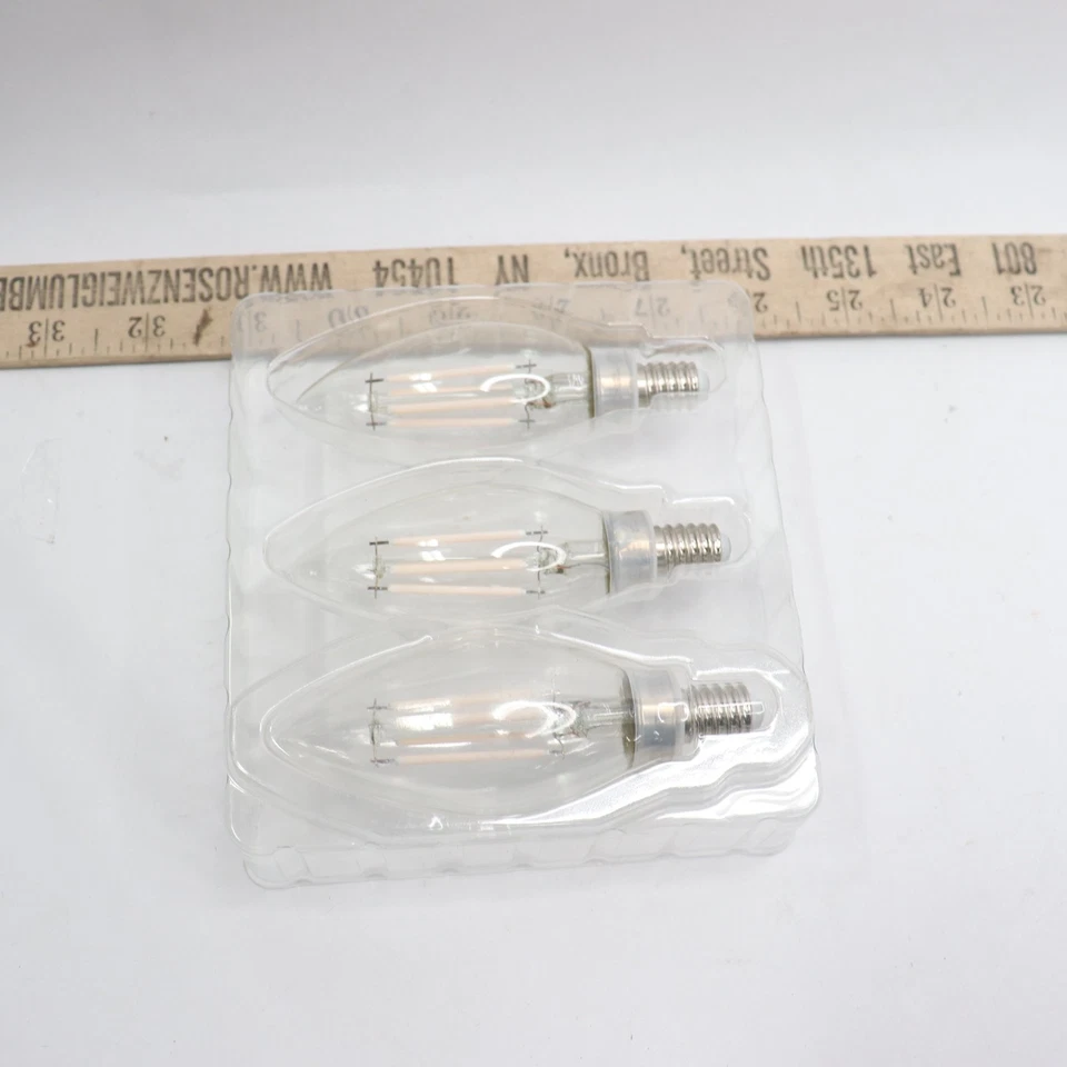 (3-Pk) Feit Electric B10 E12 Candelabra Dim White Filament Clear Glass - Image 3 of 4