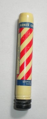 Rare Vtg Empty Koken Barber Pole Shape Styptic Powder/Razor Shaving Dispenser