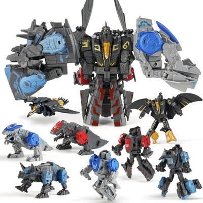 11 Shapes Dinosaur Transforming Robot Toys for Kids 6+, 4 Packs STEM Yellow