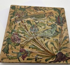 Early 19th c. Persian Qajar Glazed Tile, Bird, 9.5 In
