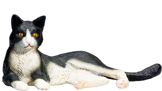 Mojo 387367 Cat Lying Black-White 6 Cm Farm Animals