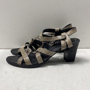 Roger Vivier Snakeskin Print Strappy Ring Block Heel Sandals Italy Size 37.5