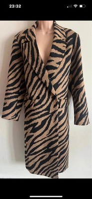 Drole De Copine Tiger print Size M French Chic Textured Coat duster jacket Tan