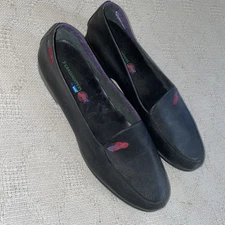 Grasshoppers Keds Casual Flats Womens Size 9 M Black Leather Red Hat Society