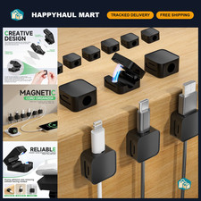 12 Magnetic Cable Clips - Black Cord Organizers for Home  Office Use