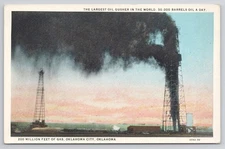 Oklahoma City Oil Gusher OK Postcard c1920s