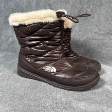 The North Face Boots Nuptse Fur Puffer Brown Waterproof Winter Womens 11