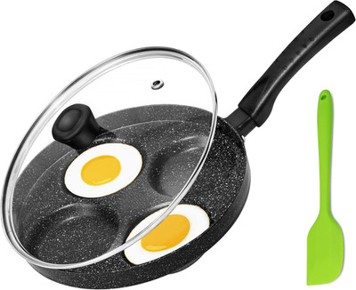 Egg Frying Pan, 4-Cup Nonstick Fried Egg Pan, Aluminum Egg Cooker Pan with Lid a