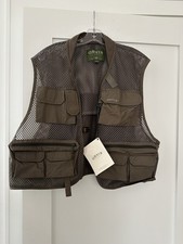 Gilet da pesca a mosca Orvis uomo XLlarge tasche rete cargo tattico verde oliva nuovo con etichette