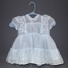 Vintage Honeysuckle Fashions White Swiss Dot Party Dress   Child  s Size 2