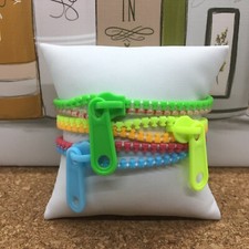 3 PC Fashion Bracelets Zipper Plastic 7.5" Assorted Colors New Free Ship 4003