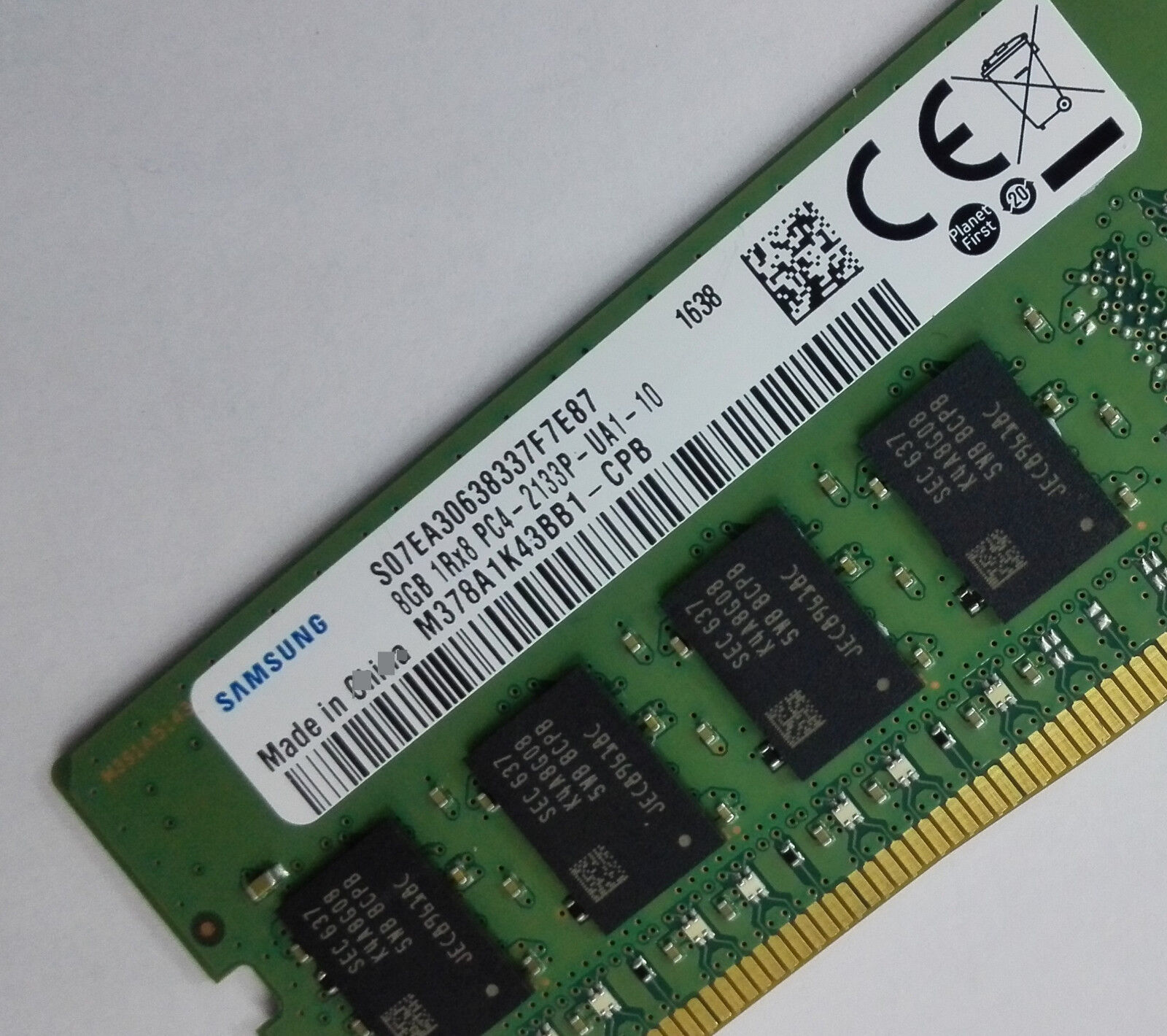 SAMSUNG 8GB 1Rx8 PC4-2133P-UA1 DDR4 2133MHz Desktop RAM M378A1K43BB1-CPB  DIMM