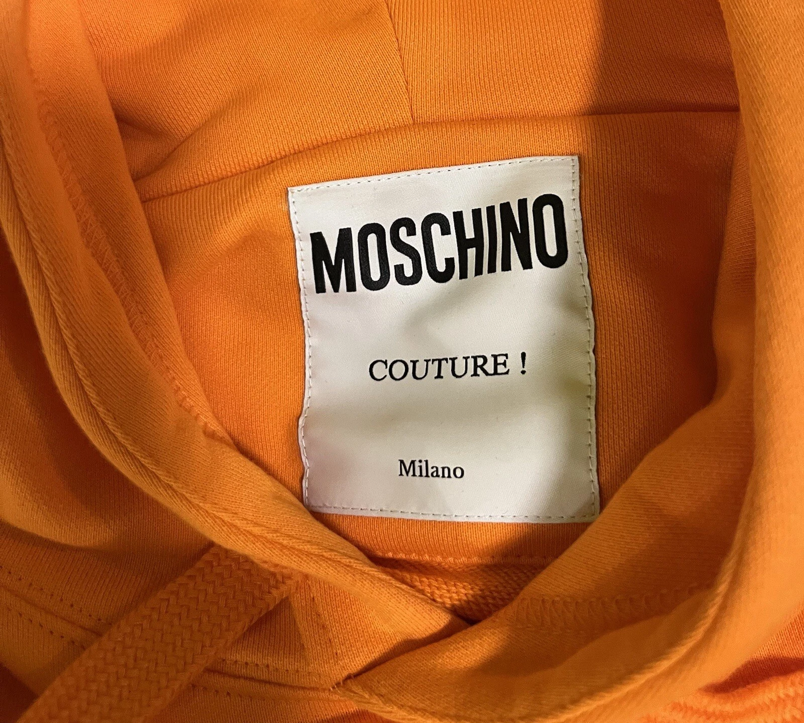 Felpa con cappuccio Moschino Jeremy Scott logo smiley arancione taglia 40 media