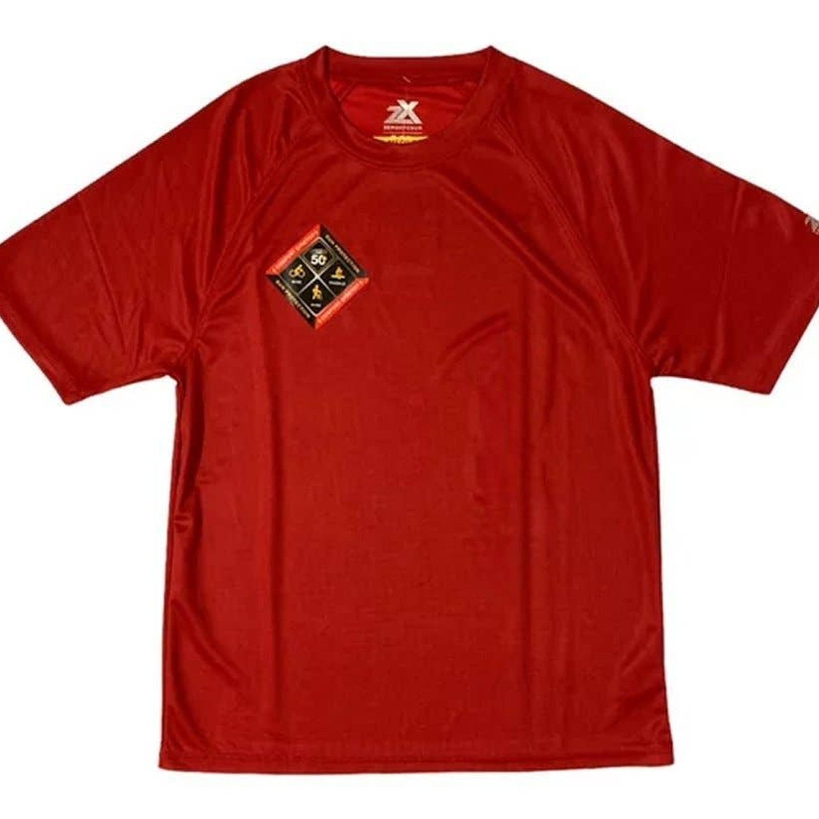 ZeroXposur Men's XX-LRG Short Sleeve Rash Guard Sun Protection Tee, Cherry Dione