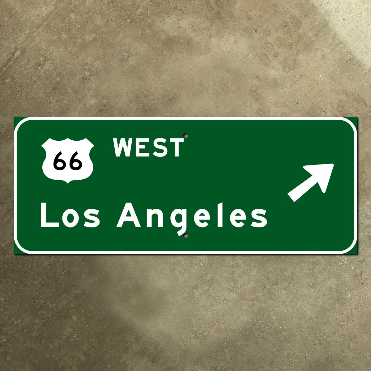 California US 66 Los Angeles highway road freeway guide sign green