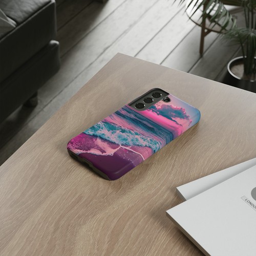 For iPhone | Samsung Galaxy | Pixel Phone Case - Pink Tranquil Beach Waves Neon - 第 155/191 張圖片