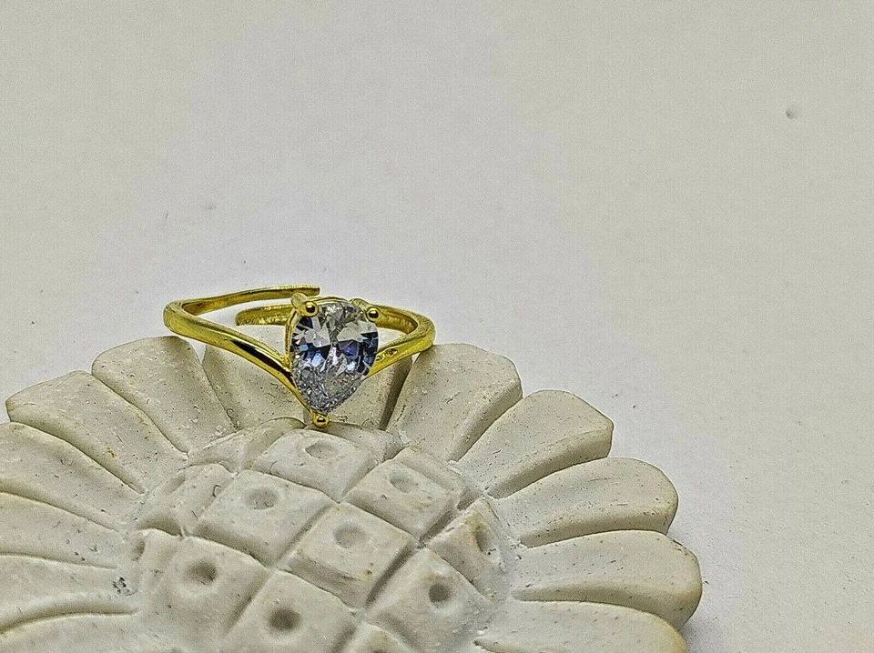 Anello Donna  in Argento 925 pietra GOCCIA zircone  ORO BIANCO - Immagine 3 di 4