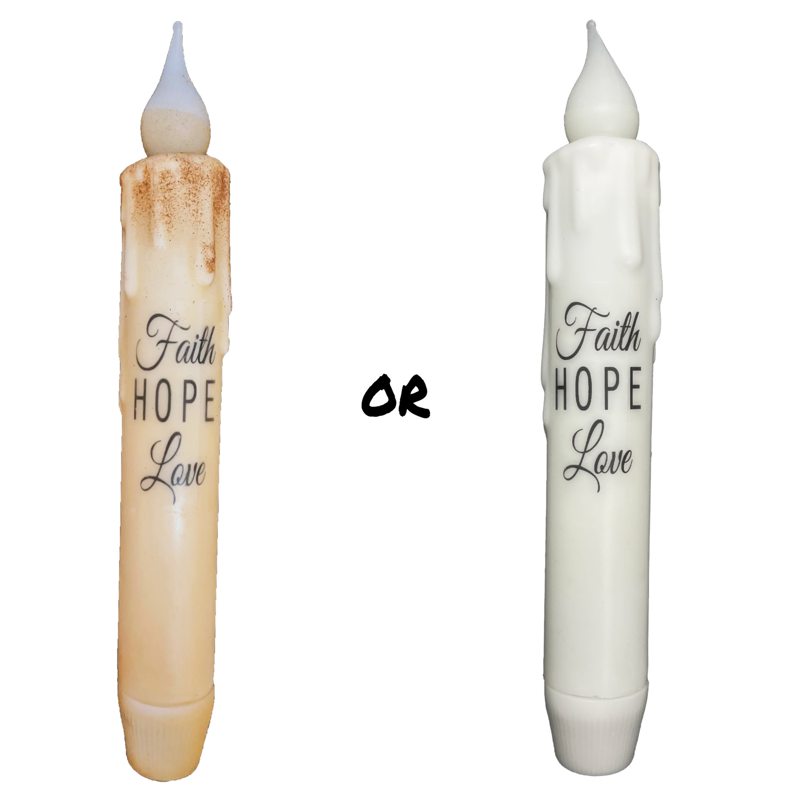 7-inch Faith Hope Love LED Timer Taper Candle Battery-Powered  