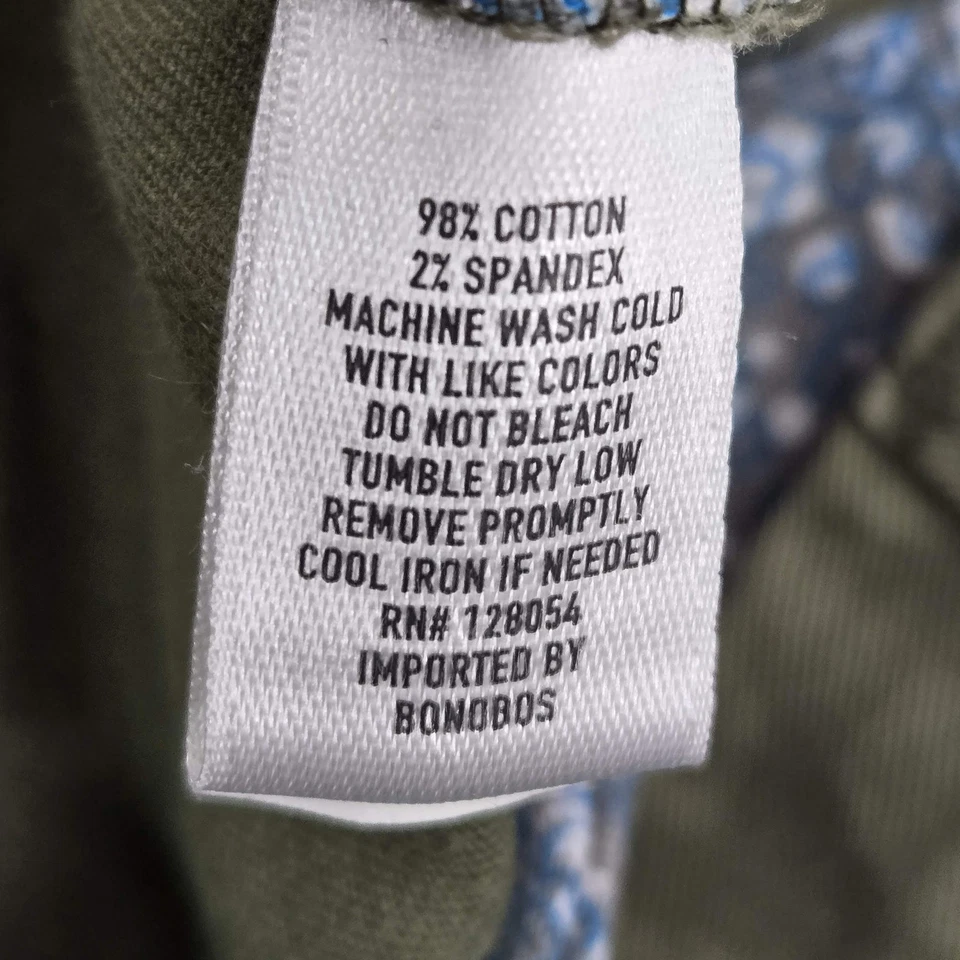 Bonobos Men Shorts 35 Green Chino Pockets 9" Inseam Cotton Spandex Mid Rise - Image 3 of 4