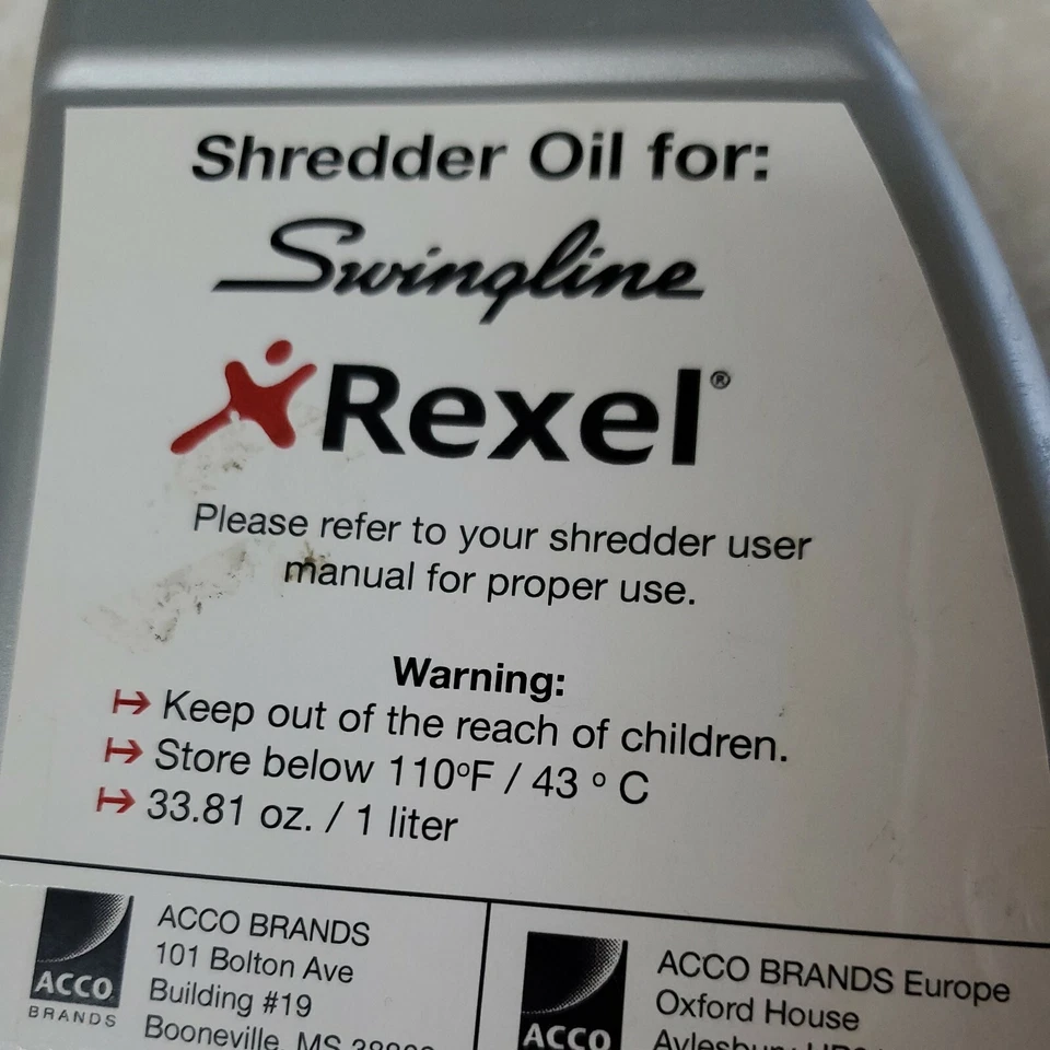 Aceite trituradora para Swingline Revel Acco Brands 33,81 oz sellado Foto 3 de 4