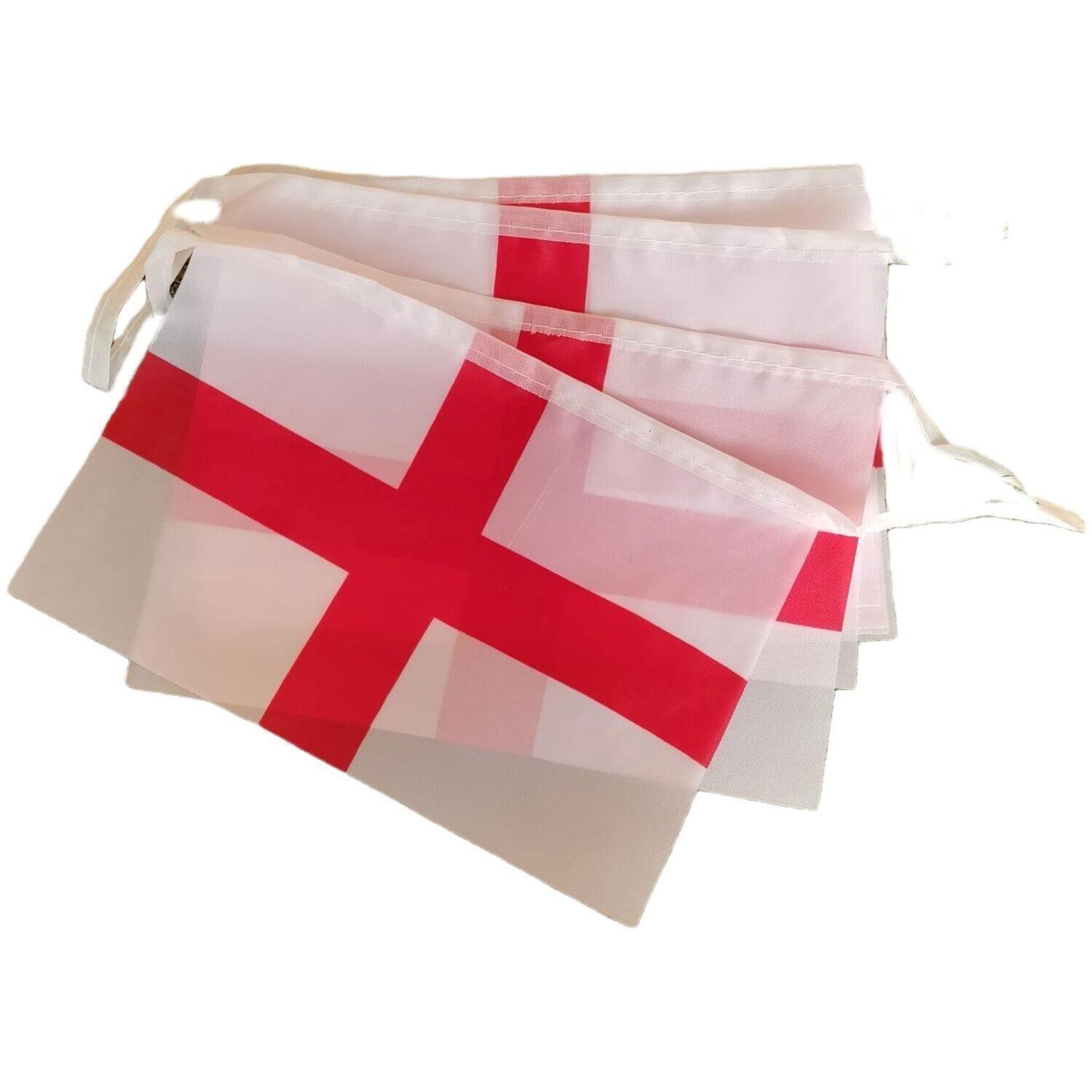 ENGLAND ST GEORGE WORLD CUP 2026 FOOTBALL RUGBY 20ft FABRIC BUNTING 10 FLAGS