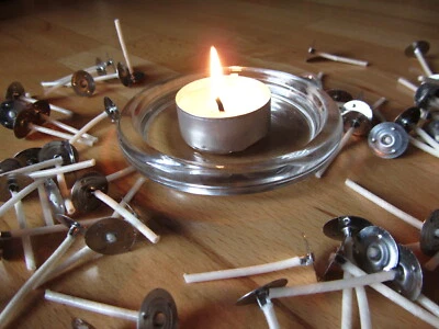 WICK'N FUN Teelichtdochte mit Fuß Öko Tex Baumwolle Teelichtdocht Kerzen Paraffin Bienen