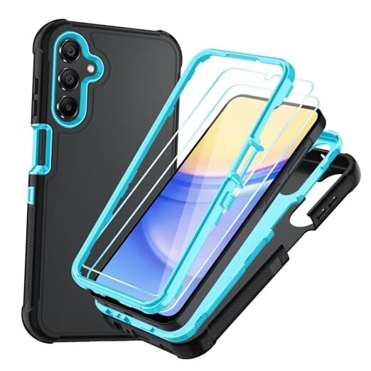 Funda para teléfono Galaxy A14 5G con protector de pantalla HD resistente [3 negro/glaciar