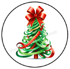 RIBBON CHRISTMAS TREE ENVELOPE SEALS LABELS STICKERS PARTY FAVORS