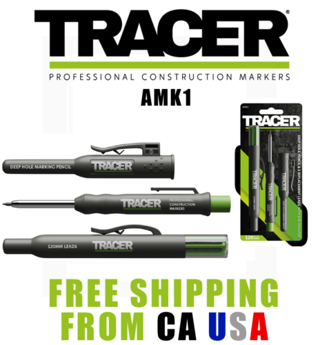 TRACER AMK1 DEEP HOLE PENCIL + 6 REPLACEMENT LEADS & HOLSTER 0761856099548 ROYD - Picture 1 of 8