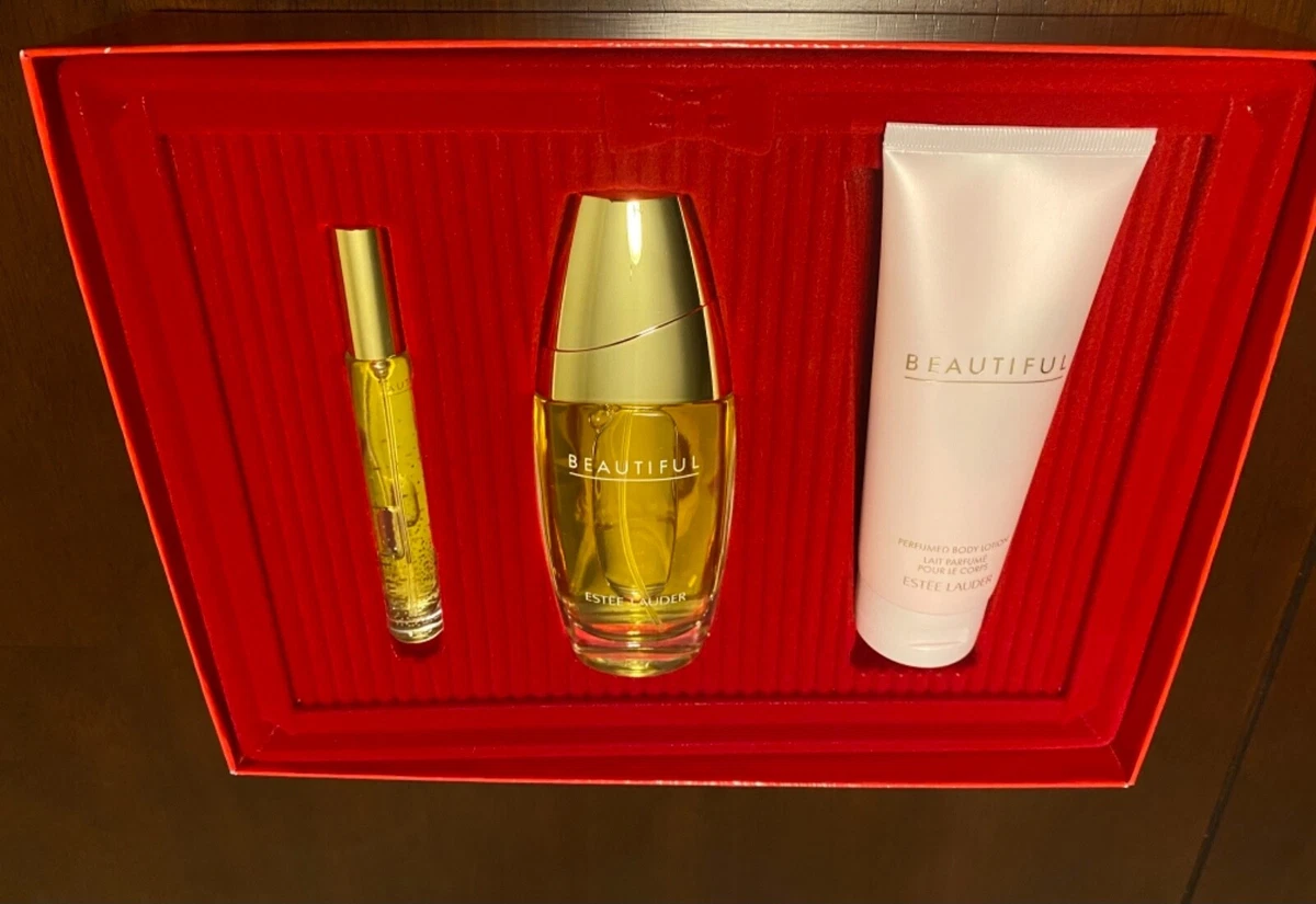 New Est e Lauder BEAUTIFUL Perfume 3 Piece Gift Set MSRP 135. Deluxe Collection