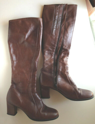 VTG GOLO BOOTS Tall Riding Boots Brown Leather SZ