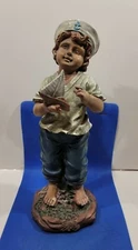 Vintage Salior Boy with Toy Boat Plastic 14" Figure Desk shelf Decor
