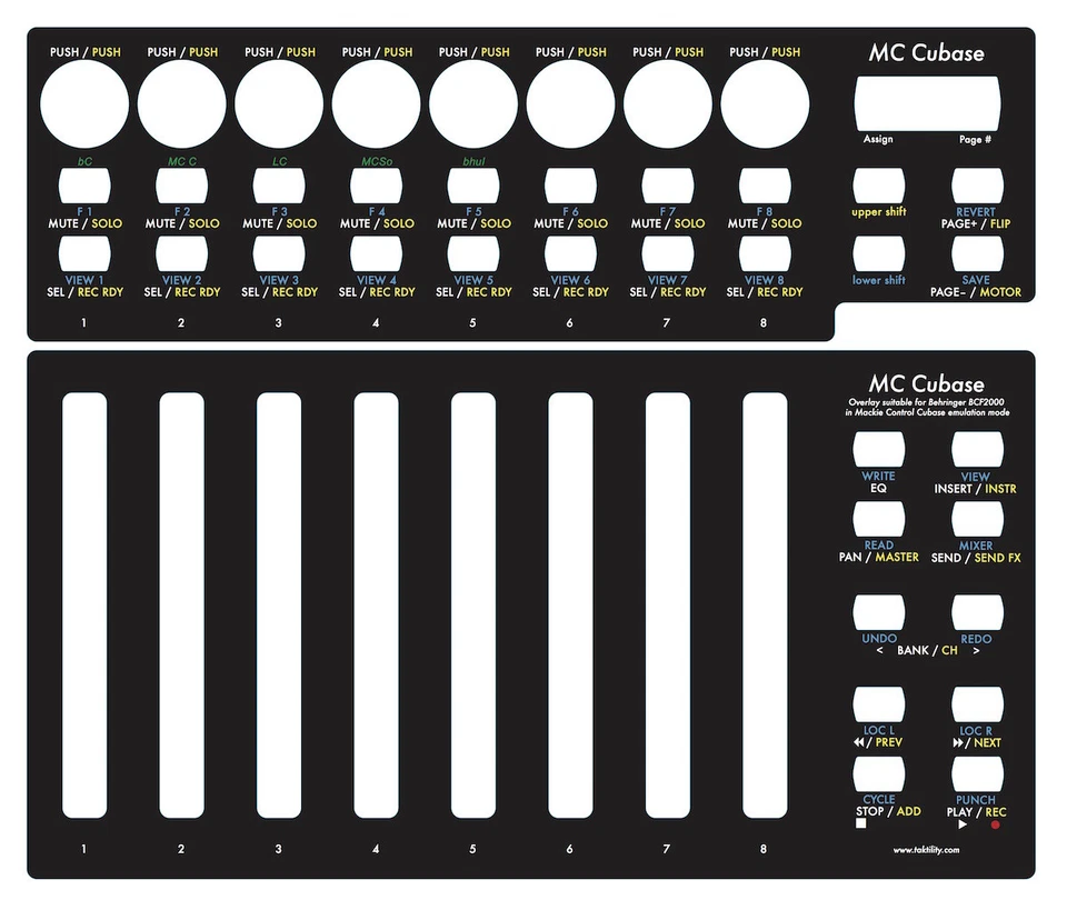 Overlay (nero) per emulazione Behringer BCF2000 "Mackie Control for Cubase"