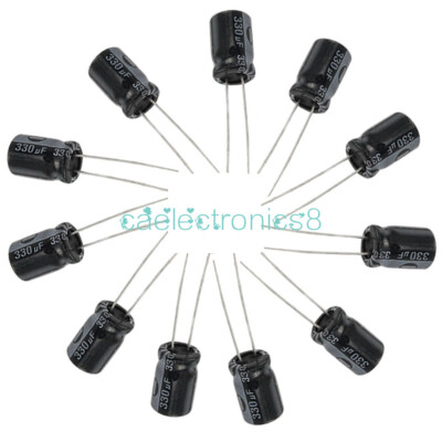 10pcs 330uF 25V 105C 8mm×12mm Radial Electrolytic Capacitors