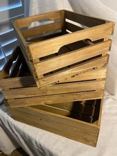 Barnyard Nesting Wooden Baskets - Crates Brown Set of 3