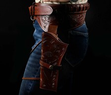 FUNDA PISTOLA .38/.357CAL Y CINTURÓN VAQUERO ESTILO WESTERN RIG FUNDA CAÍDA ÚNICA EE. UU.