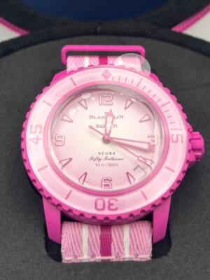 Swatch Blancpain Pink Ocean Bioceramic Scuba Fifty Fathoms Collection SO35P400