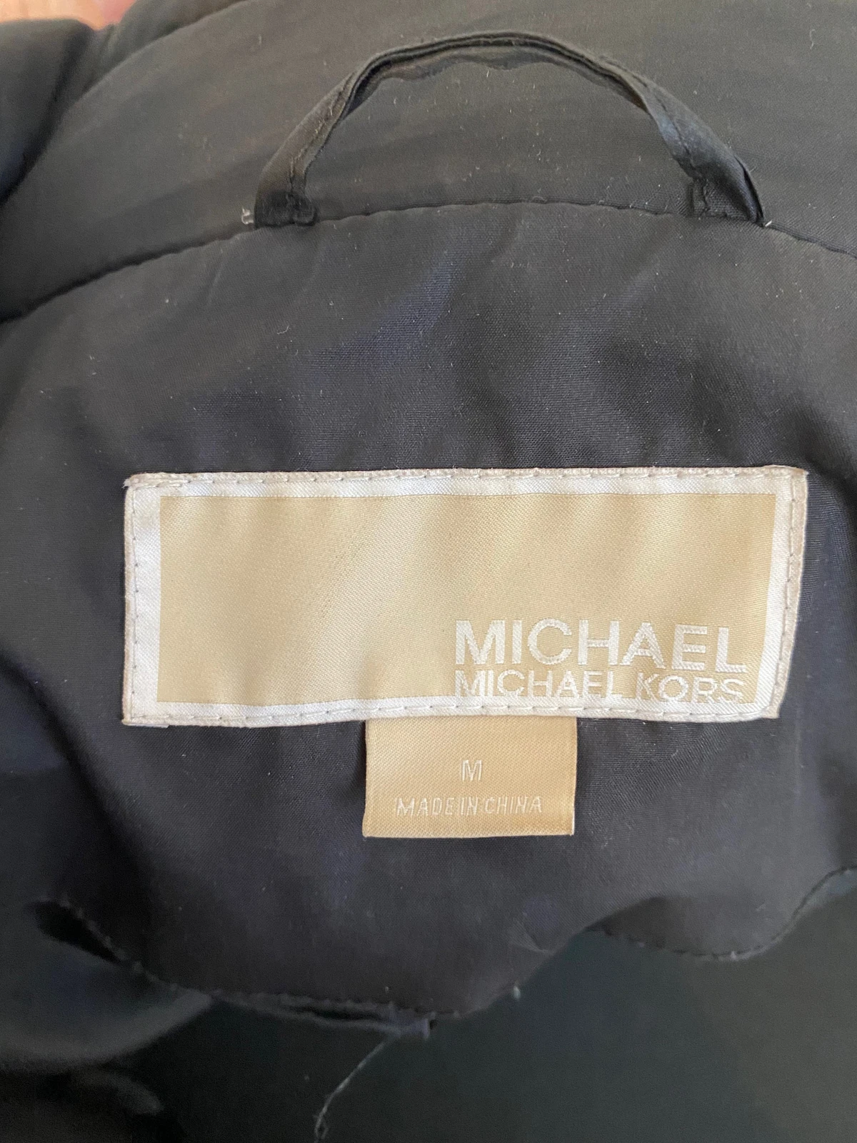 Michael Kors giacca donna nera foderata in pelliccia cappuccio nero parka puffer taglia M