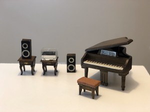 Dollhouse Minatures Grand Piano Bench Record Player Speakers Ebay