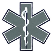 REFLECTIVE STAR OF LIFE EMT EMS FIRE  NAVY  7X7 EMBLEM PATCH